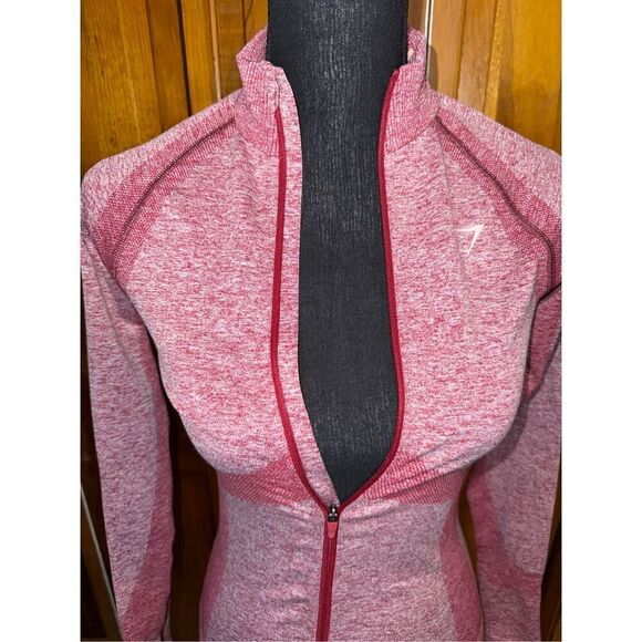 Gymshark Flex Zip Through Jacket in Burgundy Marl Size X-Small - Picture 2 of 7